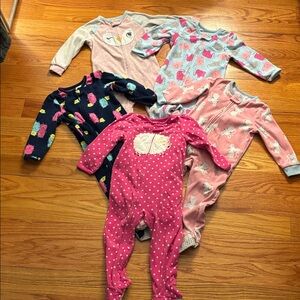 5 fleece feetie pajama onesies